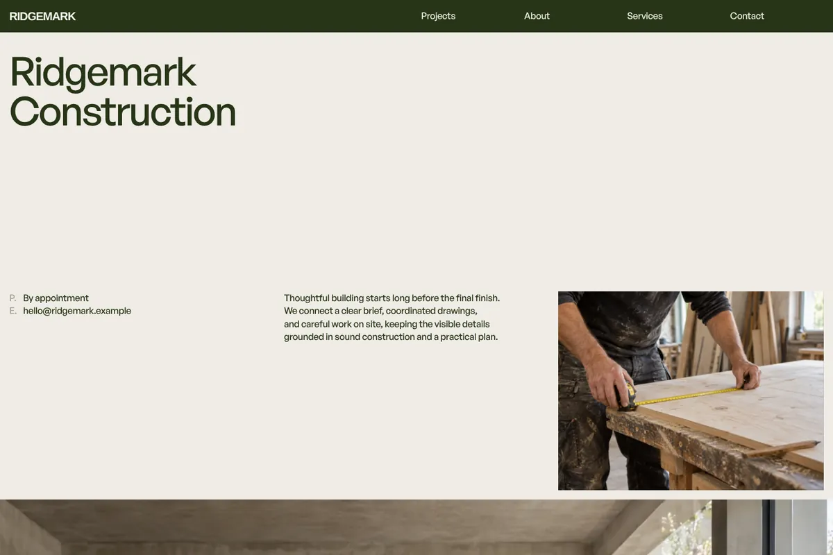 Ridgemark website home page